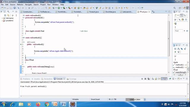 Method Overriding java смотреть онлайн