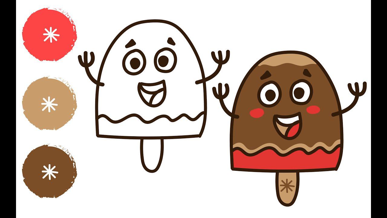 Как нарисовать МОРОЖЕНОЕ / Раскраска МОРОЖЕНОЕ / Краски Раскраски / How to draw ice cream смотреть онлайн