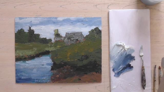 Акрил Пейзаж мастихином и кистью смотреть онлайн