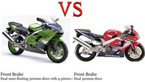 Kawasaki ZX 9R Ninja ZX 900 vs Honda CBR 929 RR Fireblade SC44 Test specification comparison