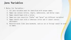 Variables in java - Theory