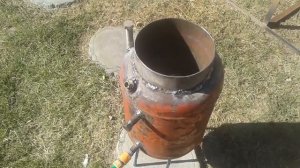 Теплый пол от камина. Теплообменник из газового баллона.