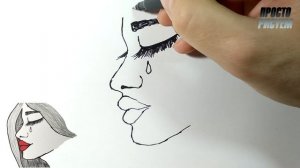 Как нарисовать ПЕЧАЛЬНУЮ ДЕВУШКУ, Рисунки людей, Просто рисуем