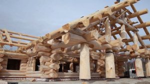 Монтаж кедрового дома "Йотунхейм" по технологии post and beam