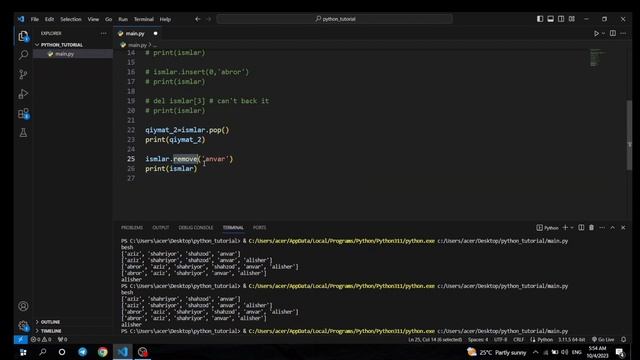Python dasturlash tili -- yangi o'rganayotganlar uchun //Ro'yhatlar(Lists) #python #pythontutorial