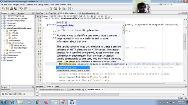 186 javax.servlet.http.HttpSession is interface, then How can you say, object created for inteface смотреть онлайн
