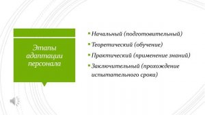 Видео лекция Адаптация персонала