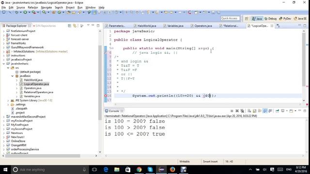 Java Logical Operators in Amharic