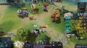 GeForce GTX 1650 -- AMD Ryzen 5 3600 -- Dota 2 FPS Test