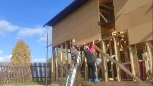 Строительство каркасного дома. Часть 10. Обшивка плитами Белтермо.