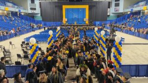 Walking out of UAF Graduation 2023 Carlson Center Fairbanks Alaska