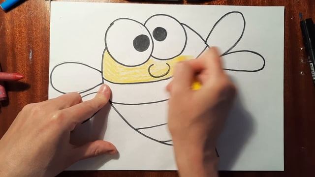 Рисуем с детьми по шагам  пчелку