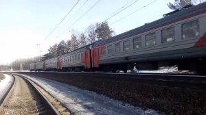 Электропоезд ЭР2Т-7156 перегон Нара-Бекасово 1 11.03.2016
