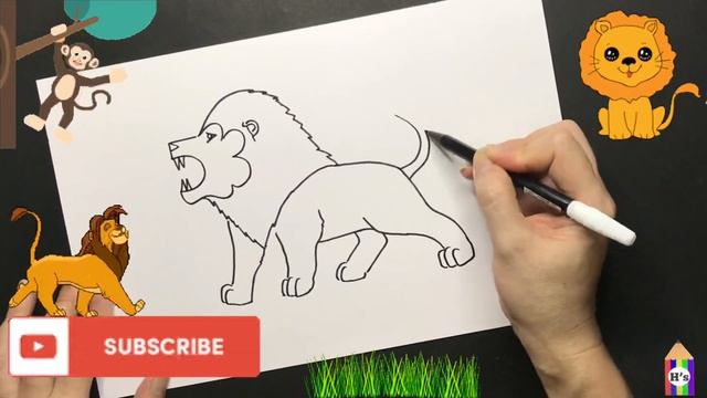 Bolalar uchun sher rasm chizish | How To Draw a Lion From Number 53 | рисуем льва ребенку смотреть онлайн