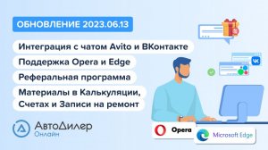 АвтоДилер Онлайн. Что нового в версии 2023.06.13? – Программа и CRM для автосервиса – autodealer.ru