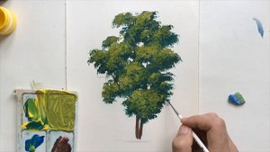 Уроки рисования. Как рисовать дерево гуашью. Пишем дерево гуашью.