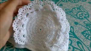 Шапка крестильная.Шапка вязаная крючком+детская шапка.Схема вязания ажурной шапочки крючком.