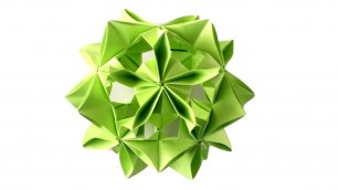 Кусудама цветок из бумаги. Оригами шар елочная игрушка на Новый год.