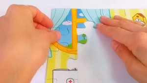 Коржик, Карамелька и Компот - врачи - пазлы для детей с героями мультфильма Три кота.