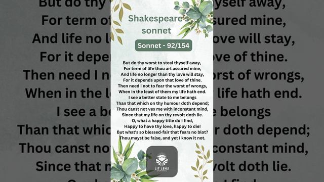 William Shakespeare’s Sonnet -92