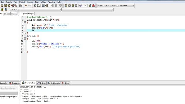 C Program to print string using recursion смотреть онлайн