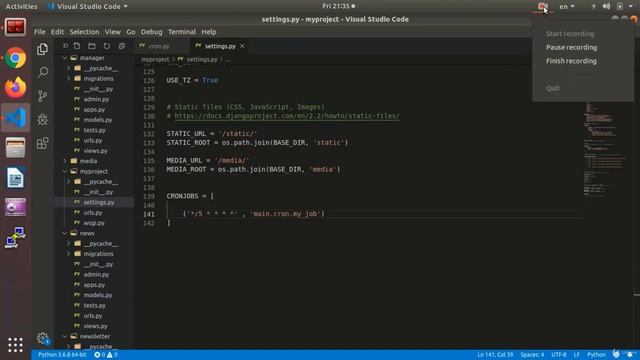 Run Cron Tab | Python and Django