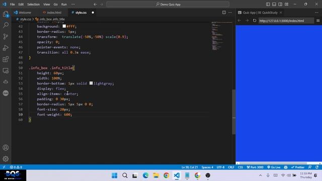 Create a Quiz App using HTML CSS JavaScript | Quiz App JavaScript