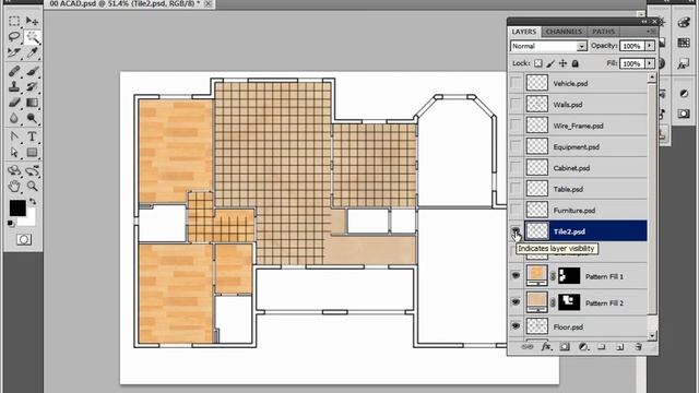 Painting AutoCAD Drawings with Photoshop: 04/10 Floor смотреть онлайн