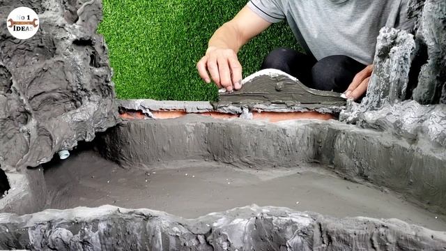 Using Bricks And Styrofoam Left - My Father Built A Beautiful Waterfall Aquarium Like a Dream смотреть онлайн