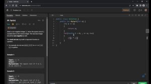 Leetcode Sqrt(x) Solution using for loop / Döngü kullanarak çözüm