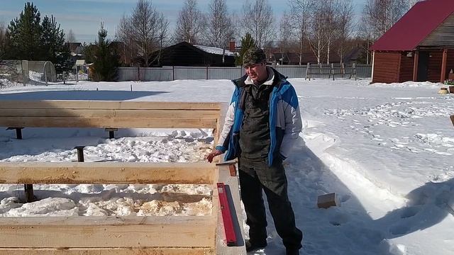 Начало сборки дома из бруса 6 на 8 в тёплый угол.Деревня Демино Пермский край. смотреть онлайн
