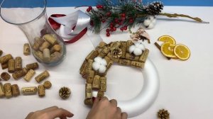 Новогодний венок, рождественский венок из пробок своими руками DIY