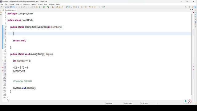 Find Even Odd Without Modules (%) Java