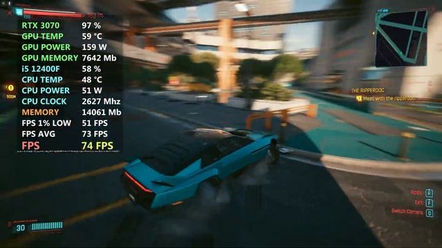 Cyberpunk 2077 | RTX 3070 8GB | All Settings! + i5 12400F