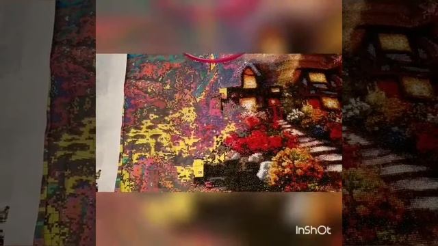 Домик с беседкой в процессе. Вышивка шелковыми нитками смотреть онлайн