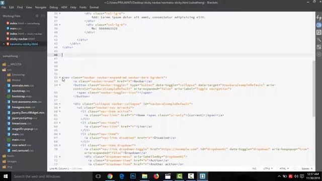 How To Create Sticky Navbar in bootstrap4