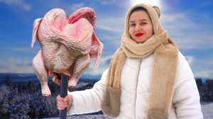 Индейка, запеченная целиком / С апельсинами в Русской печи / Рецепт без слов