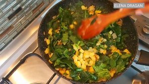 Картошка со шпинатом на сковороде! Один из самых вкусных рецептов из шпината! Завтрак, обед или ужи