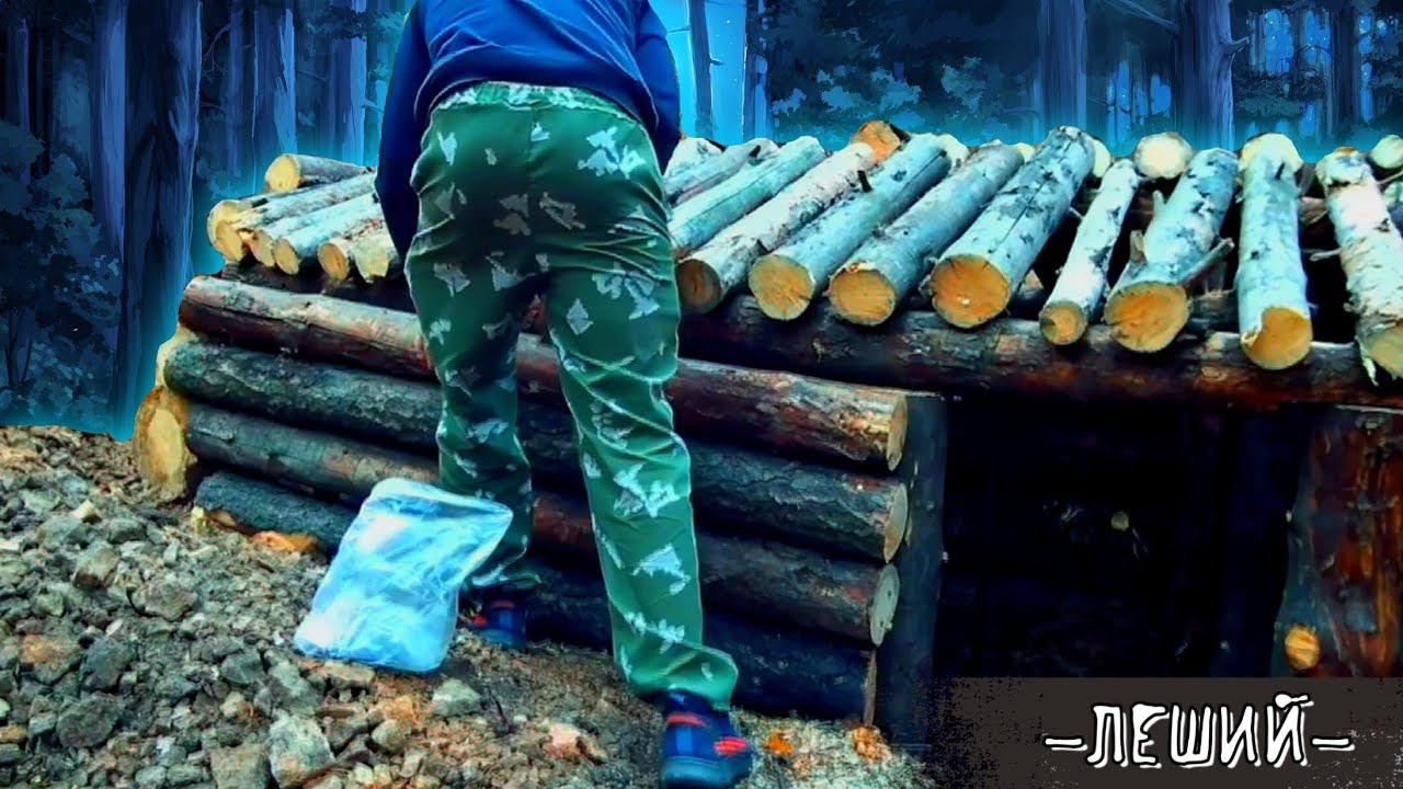 Бушкрафт/ Землянка у реки/ Сделал крышу и стены/ лагерь в лесу!