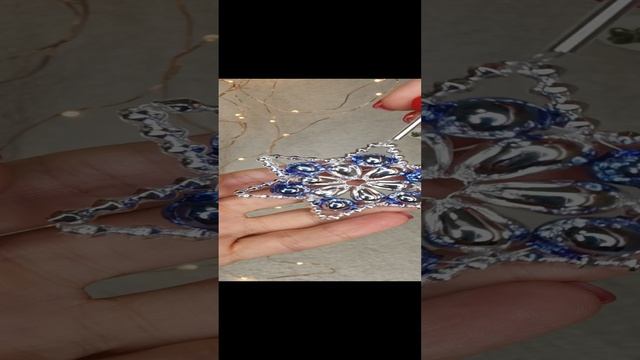 Арт. 0584/43 Распаковка 
Новогоднее украшение из стеклянных бусин «Звезда серебристая»