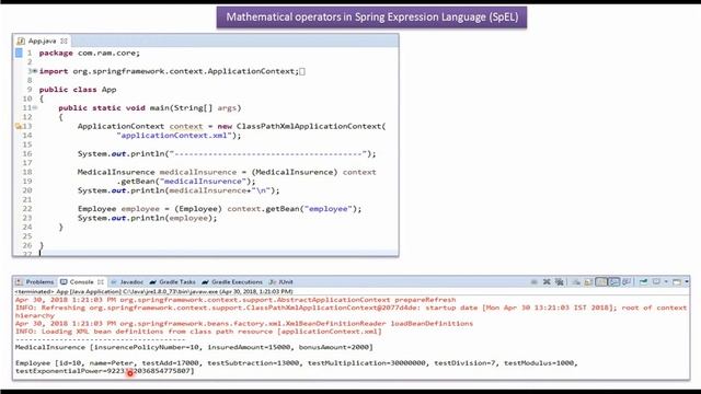 Mathematical operators in Spring Expression Language SpEL with Annotation | Spring Tutorial