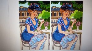 🔍 Тест на внимательность: сможете за 1 минуту найти 7 отличий на картинках с дамой? ☕️🧐