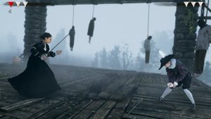 Фехтование Марта против Марии, дамская дуэль на рапирах.