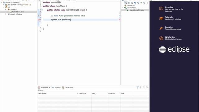 Create Java Project, Module, Package and Class to start programming in Eclipse