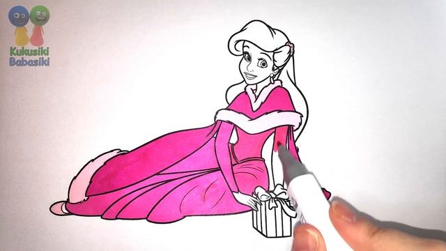 №136 Coloring disney Princess Ariel little mermaid ?? Dress coloring page ? смотреть онлайн