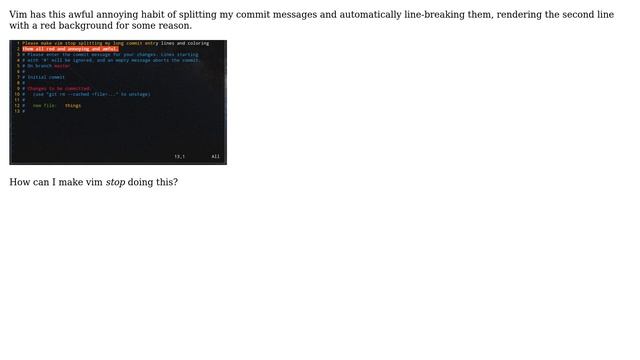 Unix & Linux: Make vim stop splitting my Git commit messages (2 Solutions!!) смотреть онлайн