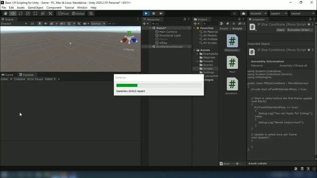 Unity C# Scripting Tutorial in Hindi | Unity Basic Scripting Hindi | If Else Condition in unity c#