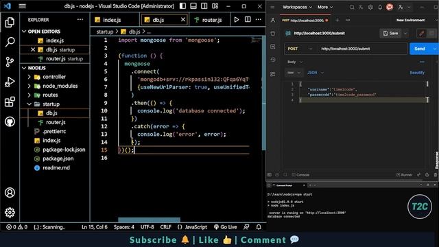 Node.js Tutorial-8: Refactoring Database Connection Code for Cleaner and Efficient Code | time2code