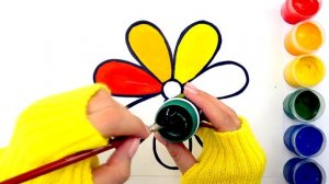 Как нарисовать цветок Цветик-семицветик | Рисование красками для детей и малышей