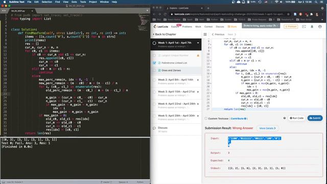 2021-04-02 LeetCode 474 (Fail) смотреть онлайн